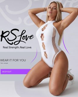 RSLOVE One Piece Lingerie for Women – Fishnet Bodysuit Cutout Mesh Teddy Sexy Stripper Rave Outfits Exotic Bodystocking White