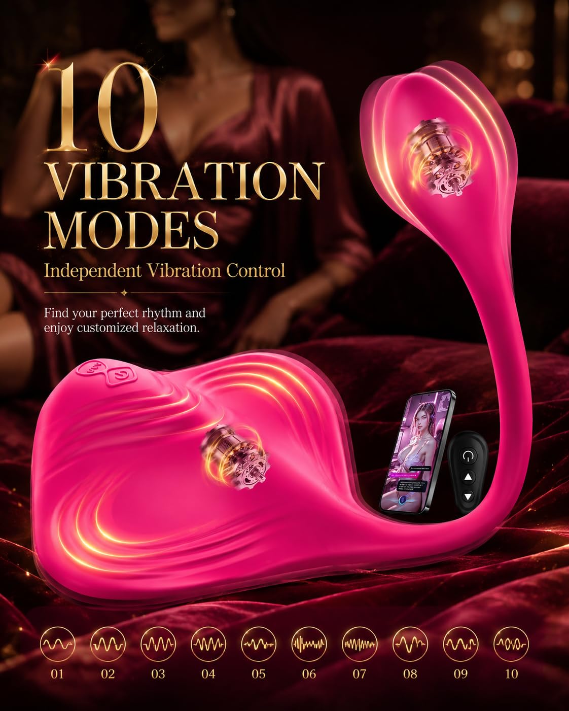Vibrator Adult Sex Toys, Women Sex Toy Sit and Ride Vibrators with 9 Vibrating Mode, Remote Control Strapless Strap-On Dildos Vibrator Dildo for Clit Vagina Adult Toy