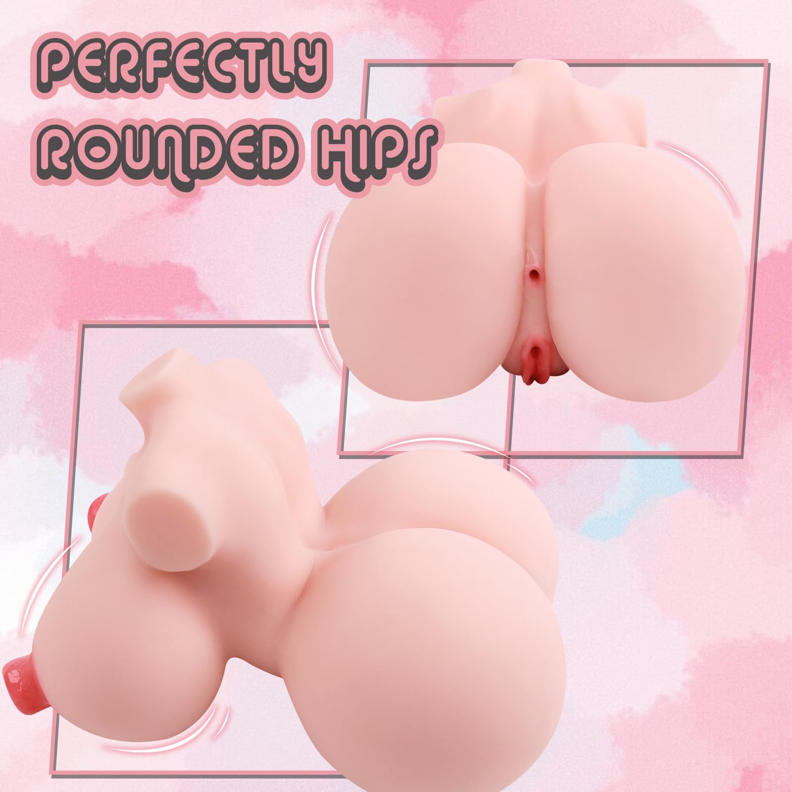 JIOOHU Adult Sex Doll Male Masturbator, 6.83lb Male Masturbator with Pocket Pussy Ass Boobs for Men, 4 in 1 Female Torso Love Doll with Penetrable Nipples, Adult Sex Toys for Men Masturbation (Flesh)