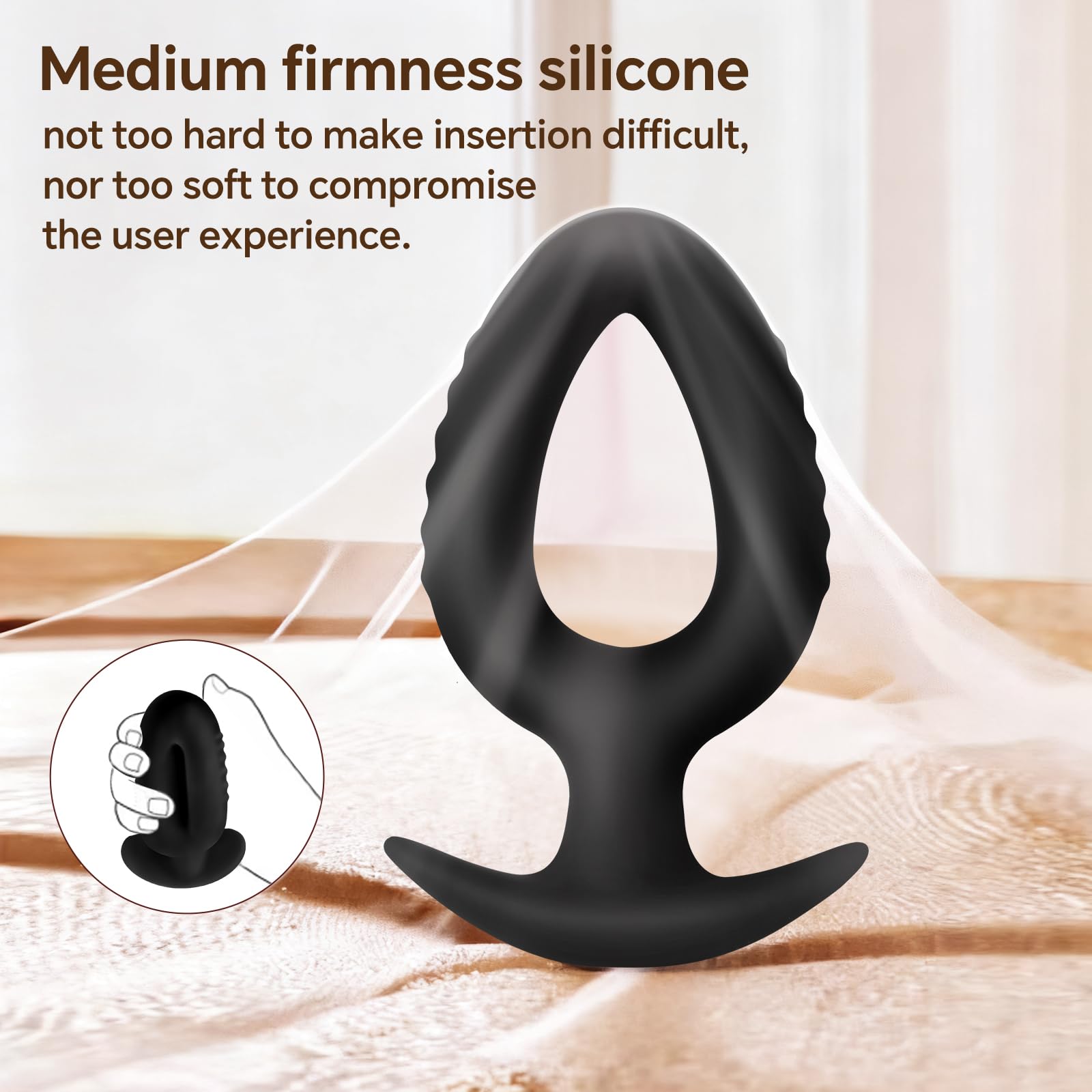 Butt Plug Set of 3 – Hollow Silicone Anal Plugs Kit for Beginner to Advanced Training, Soft Flexible Body-Safe Material, Tapered Design Anal Trainer and Anal Dilator for Progressive Anal Play