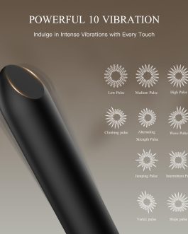 Bullet Vibrator with Angled Tip for Precision Clitoral Stimulation, Discreet Rechargeable Lipstick Vibe with 10 Vibration Modes Waterproof Finger Vibrator Nipple G-spot Stimulator Sex Toys for Women