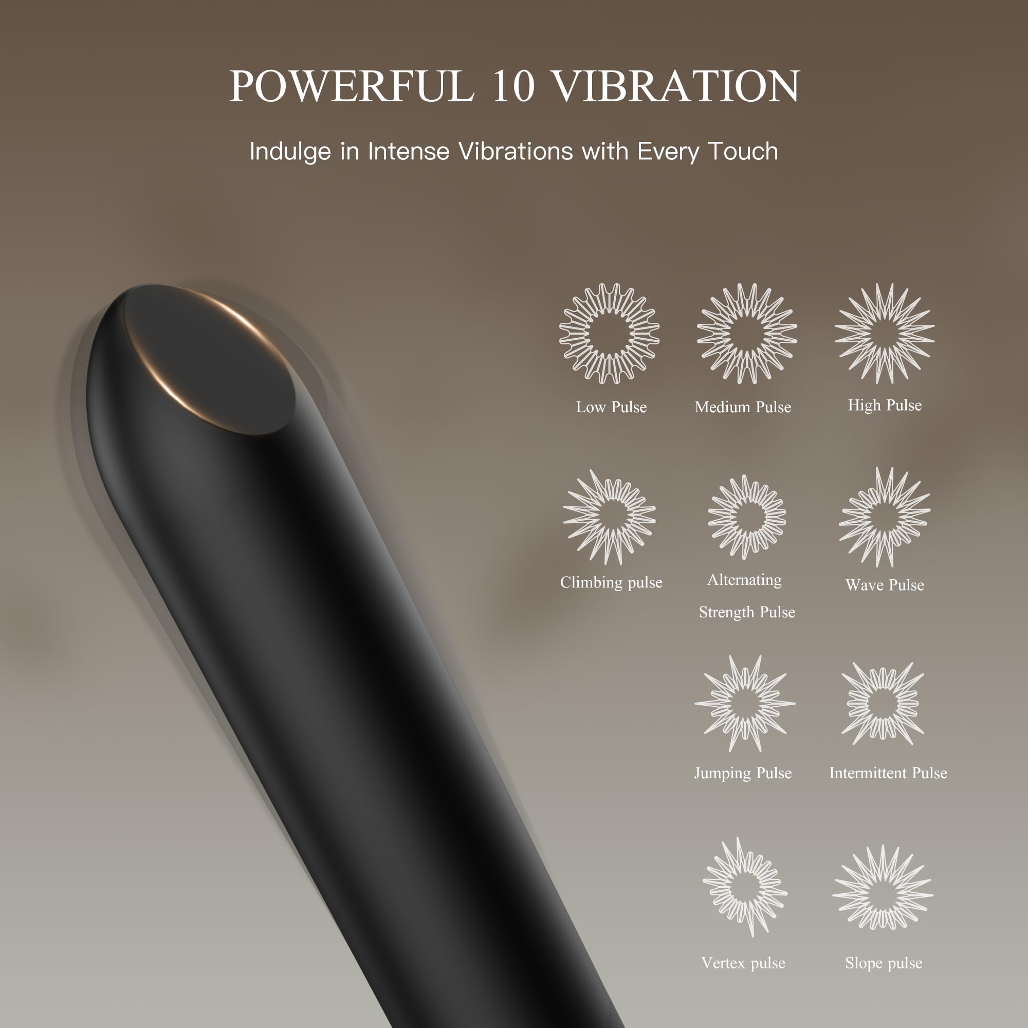 Bullet Vibrator with Angled Tip for Precision Clitoral Stimulation, Discreet Rechargeable Lipstick Vibe with 10 Vibration Modes Waterproof Finger Vibrator Nipple G-spot Stimulator Sex Toys for Women