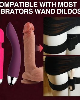 BDSM Toys Bondage Vibrator Forced Strap Sex Harness, Hands-Free Vibrator Holder Adjustable Thigh Bondage Restraints Kinky Sex Toys for Solo or Couple Play Most Vibrators Wands & Dildos
