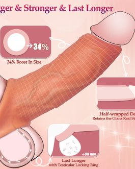 Penis Sleeve Extender Cock Sleeve,Reusable Cock Sheath Penis Pump,Silicone Penis Enlarger Sleeves Girth,Delay Ejaculation Stronger Erection,Enhancement Adult Sex Toys for Men Couples Enlarge Prolong