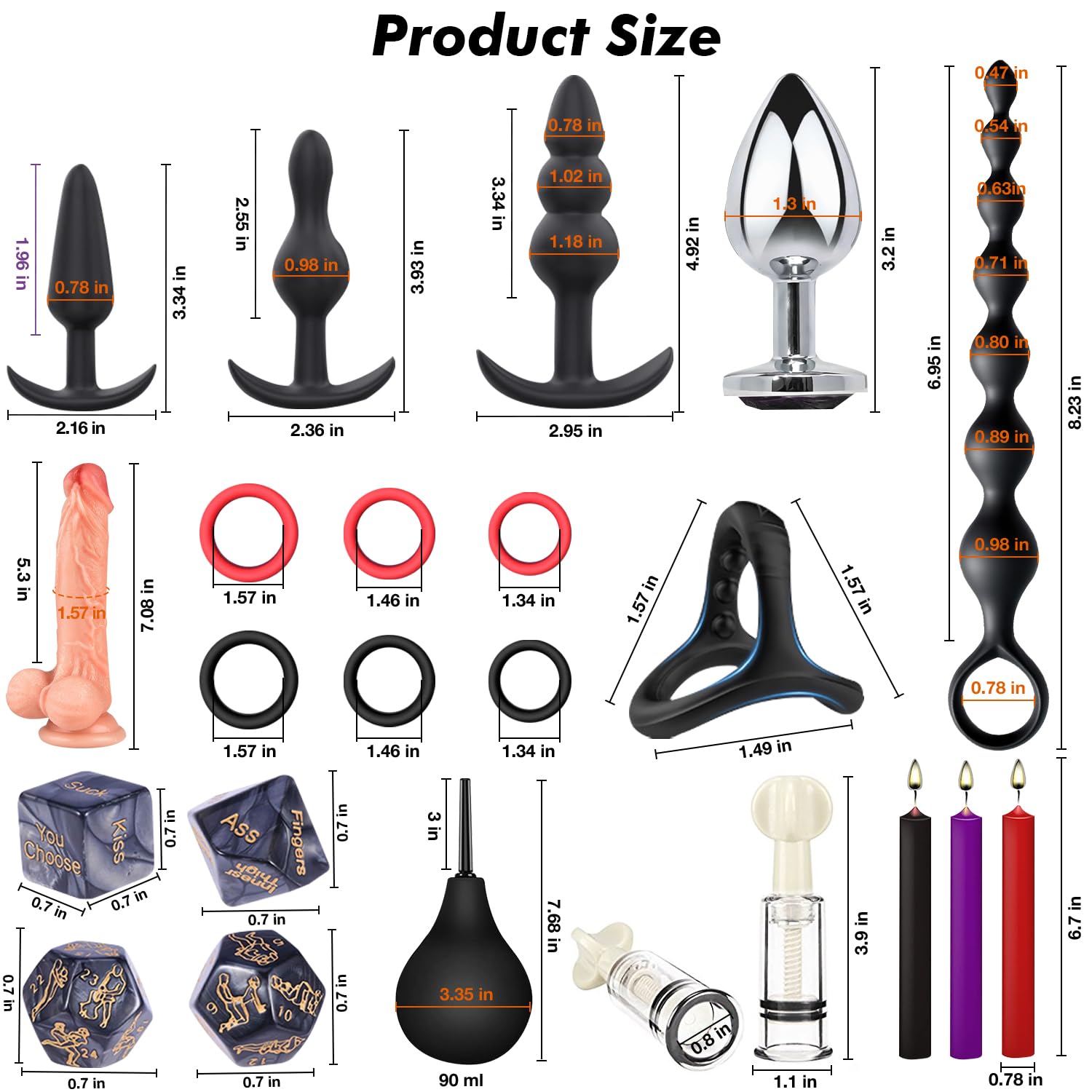 Sex Toys BDSM Restraints Dildo, 36Pcs Kit Bondage Gear and Accessories for Adult Women and Couples (Blcak)