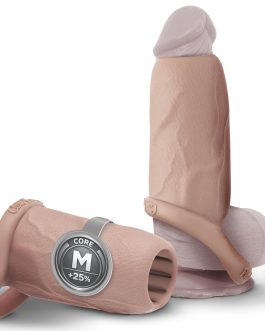 The Happy Wife® USA Penis Sleeve | Cock Sheath | Girth Enhancer | Open Head for Sensitivity | Sexual Pleasure Enhancer | Core M 25% More Girth 100% More Fun | Nude Color (4″ L x 1.75″ W)