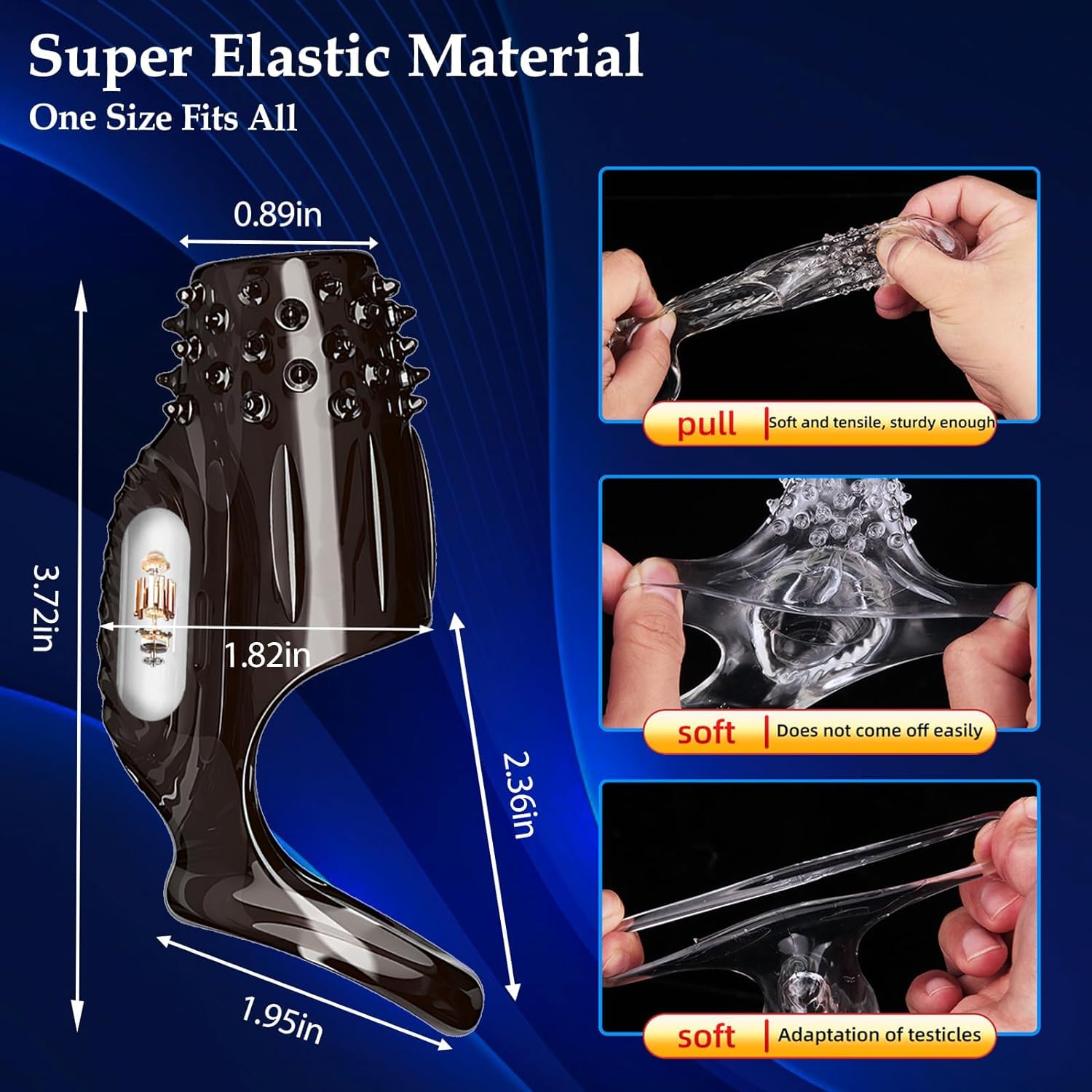 2 Pcs Penis Enlarger Extender for Men, Vibrating Penis Sleeve Cock Ring Textured Cock Sleeve Vibrator Male Cock and Ball Ring Sex Toy for G Spot Stimulation Delay Ejaculation Erection Enhancement