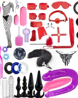 32Pcs SM Bondage Restraint Vibrator Silicone Anal Plug Dildo Sex Toys for Butt plug2 Color