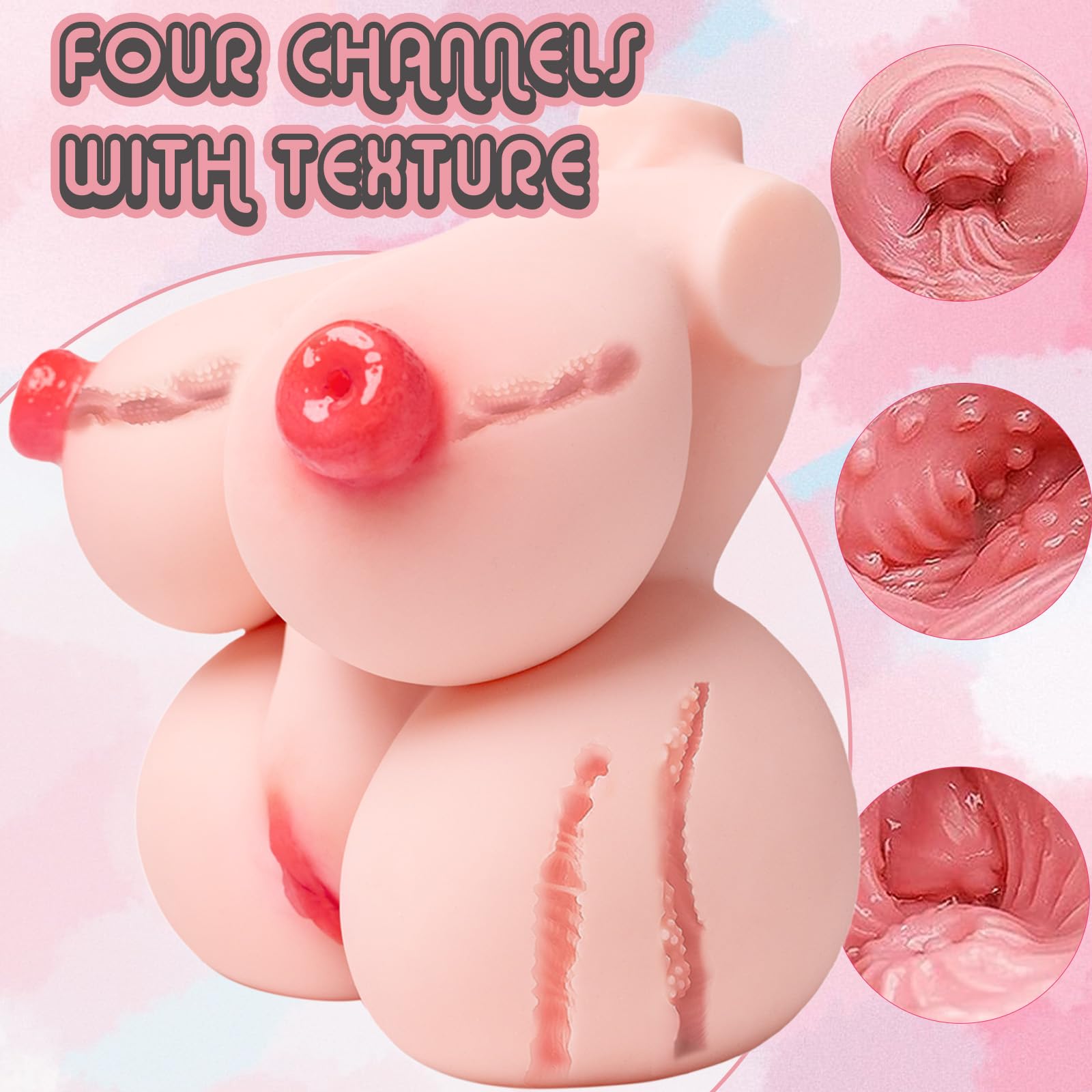 JIOOHU Adult Sex Doll Male Masturbator, 6.83lb Male Masturbator with Pocket Pussy Ass Boobs for Men, 4 in 1 Female Torso Love Doll with Penetrable Nipples, Adult Sex Toys for Men Masturbation (Flesh)
