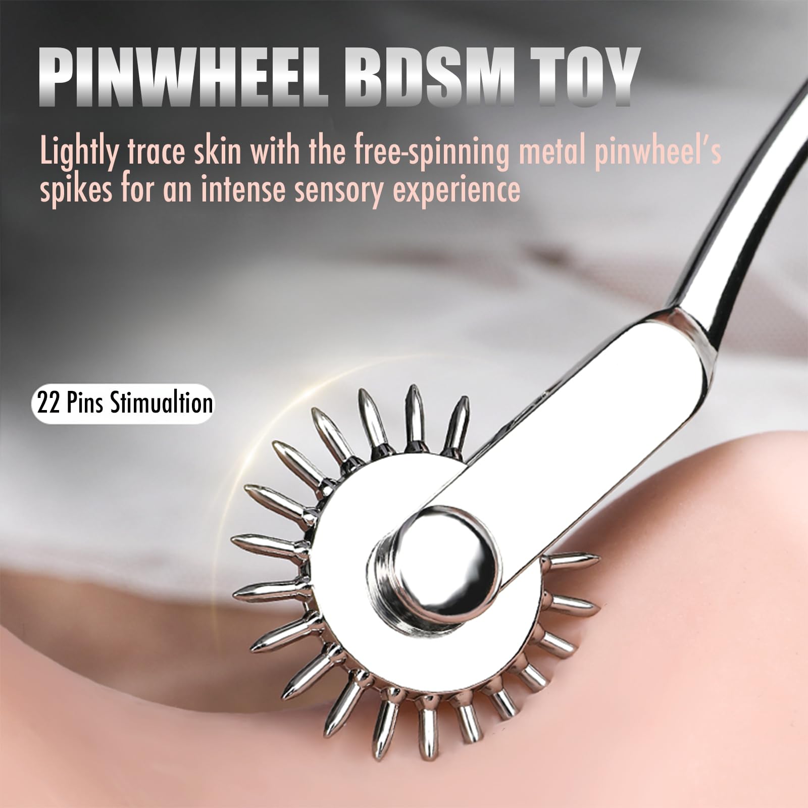 BDSM Toys Foreplay Pinwheel Sex Toys, Stainless Steel Wartenberg Wheel Roller Sex Tools Bondage BDSM Bear Sensory Play, 22 Pins Flirting Stimulation Roller Portable Couple Sex Toys Adult Bedroom Play