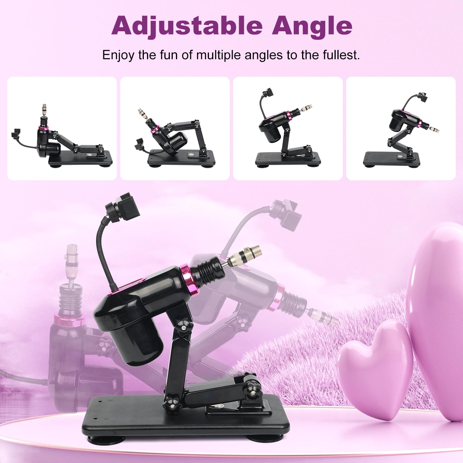 Jynkry Mini Sex Machine Automatic Thrusting Dildo Machine, Compact Love Machine with 2 Dildos & Masturbator Cup, 360° Multi-Angle Adjustable Stand & 3XLR Connector, Adult Toys for Men Women