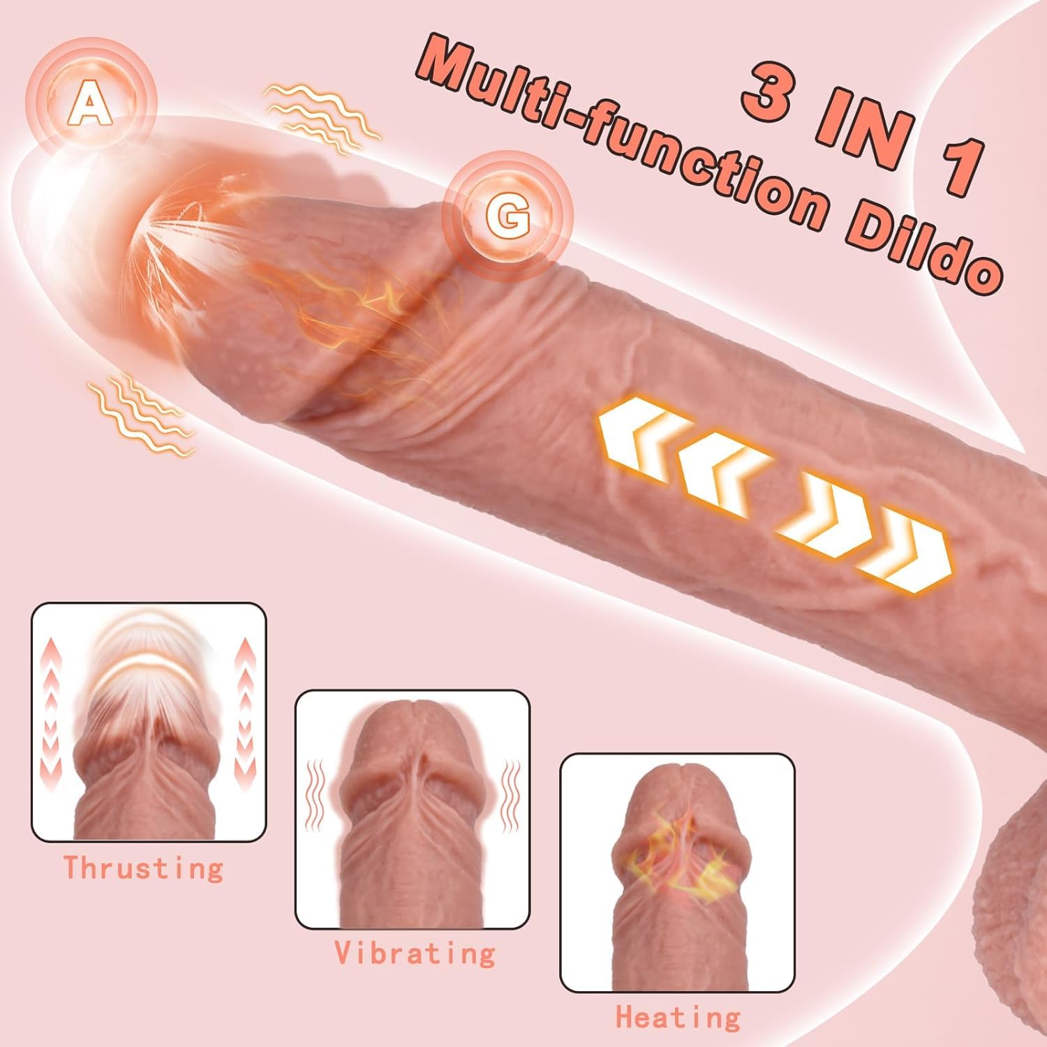 8.9" Thrusting Vibrator Dildo- Remote Control G Spot Dildo with 5 Vibrating & 3 Thrusting Modes Realistic Dildos with Strong Suction Cup Clit Anal Stimulation Sex Toys for Women Couple Adult Game