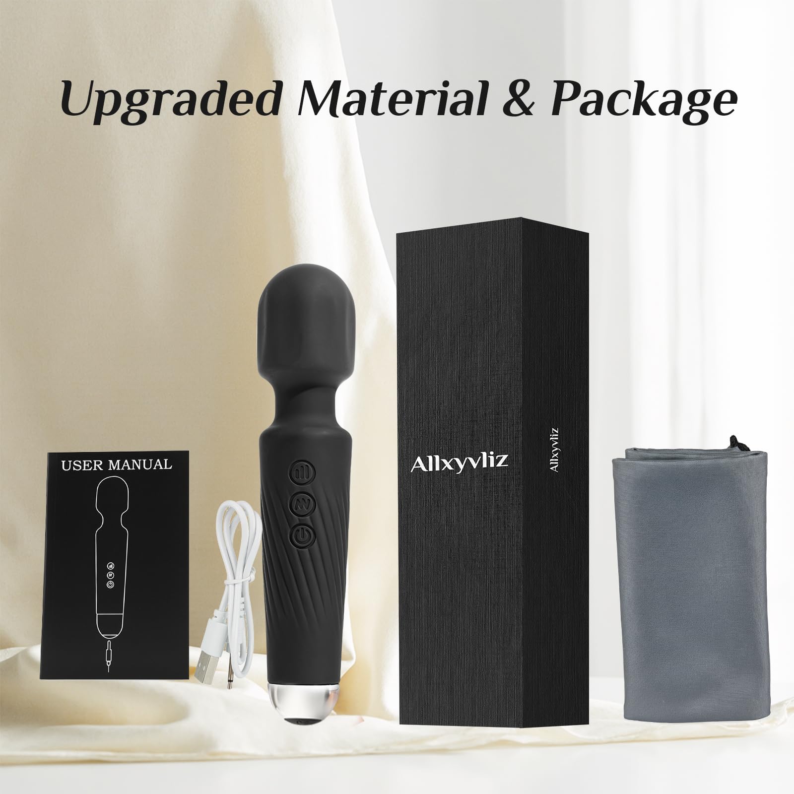 Vibrator Wand Vibrators | Sex Toys Vibrator Dildo for Women | Adult Toys with 20 Patterns & 8 Speeds, USB Rechargeable Vibrating Clitoral Stimulator Sex Toy | Gifts for Women (Black)