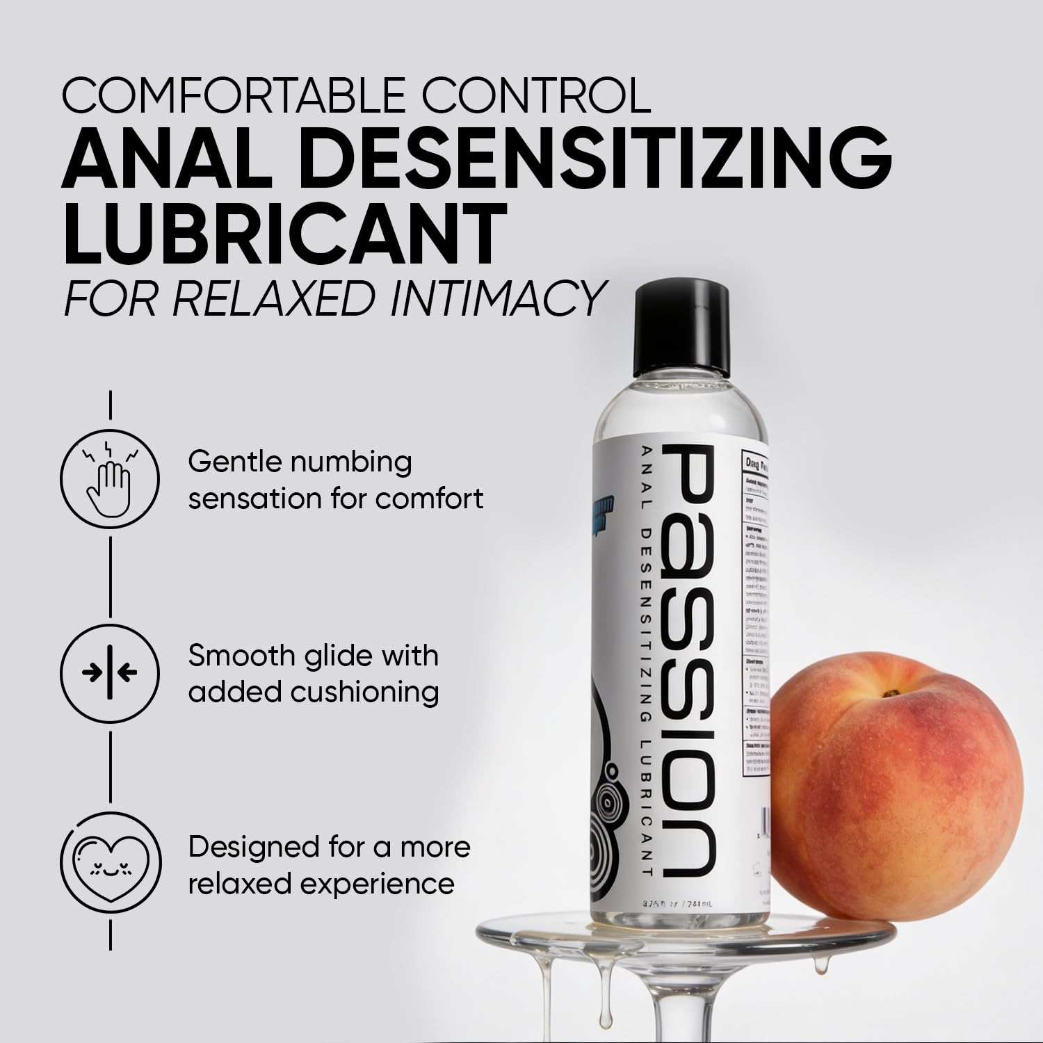Passion Anal Desensitizing Lube, Max Strength Water-Based Lube, 8.25 Oz