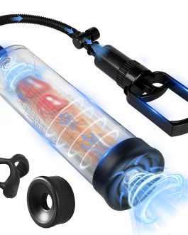 Penis Pump Sex Toys for Men,Baotsuri Manual Penis Enlarger Enlargement Extend Pump Air Pressure Device for Men Stronger Bigger Erections with 1 Triangular Penis Ring and 1 Large Silicone Penis Sleeve