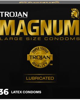 TROJAN Magnum Lubricated Large Condoms, Comfortable and Smooth Lubricated, America’s Number One Condom, 36 Count Pack