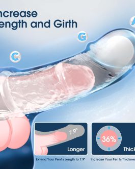 Vibrating Penis Sleeve for Couples – Penis Extender Sleeve Adds Girth & Length, Remote Control Cock Sleeve with Multiple Vibration Modes, Stretchy Fit, Waterproof Male Enhancer, 2-Pack