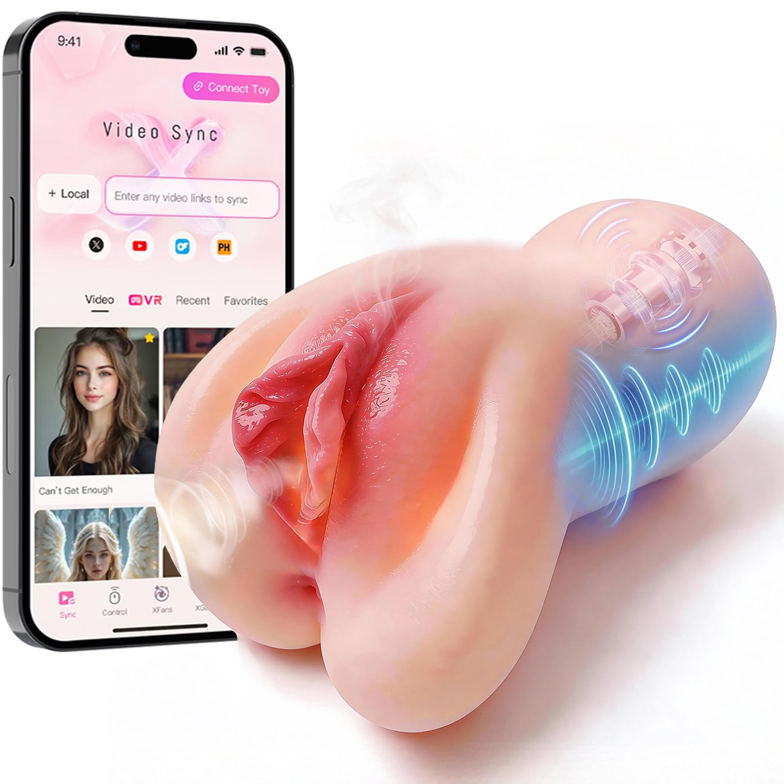 AI Sync Automatic 8 Speed Vibrating&Heated Male Masturbators Sex Toys Pocket Pussy Men masturbator Realistic Adult Toys Sex Dolls 3D Realistic Pussies Soft Buttocks with Vaginal Anal Vibration Heated