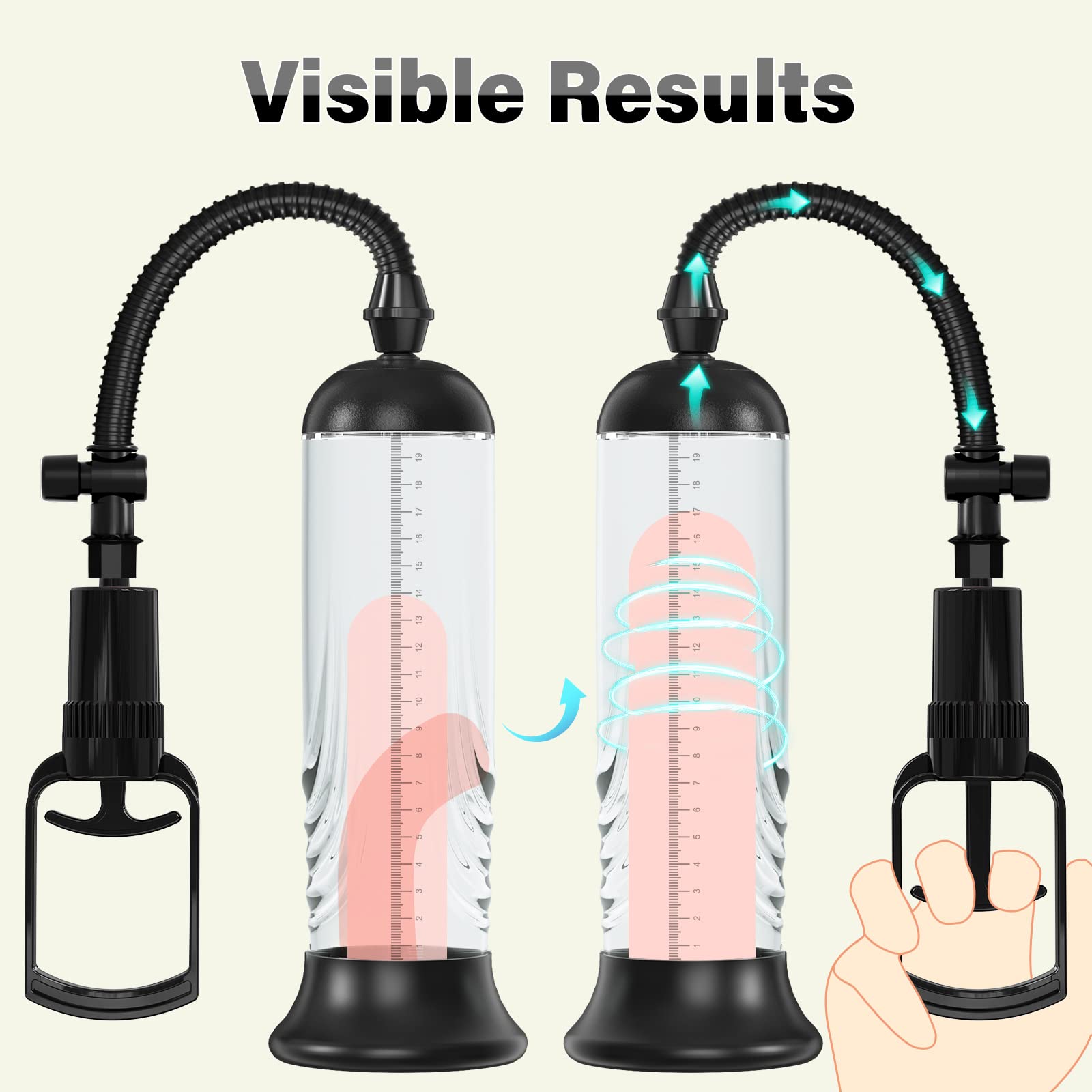Penis Vacuum Pump, Manual Penis Enlarger Enlargement Extend Pump Air Pressure Device, Adult Male Sex Toys for Men Stronger Bigger Erections with Pocket Pussy & 3pcs Suction Sleeves