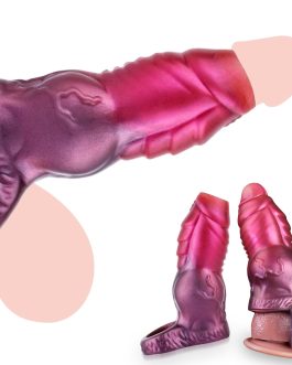 Penis Sleeve Small Size Cock Sleeve Girth Extension Sex Toys for Men, 3 Sizes Pink Silicone Penis Ring Delay Ejaculation Enhance Erection Penis Enlargement Sheath for Male Couples(Small)