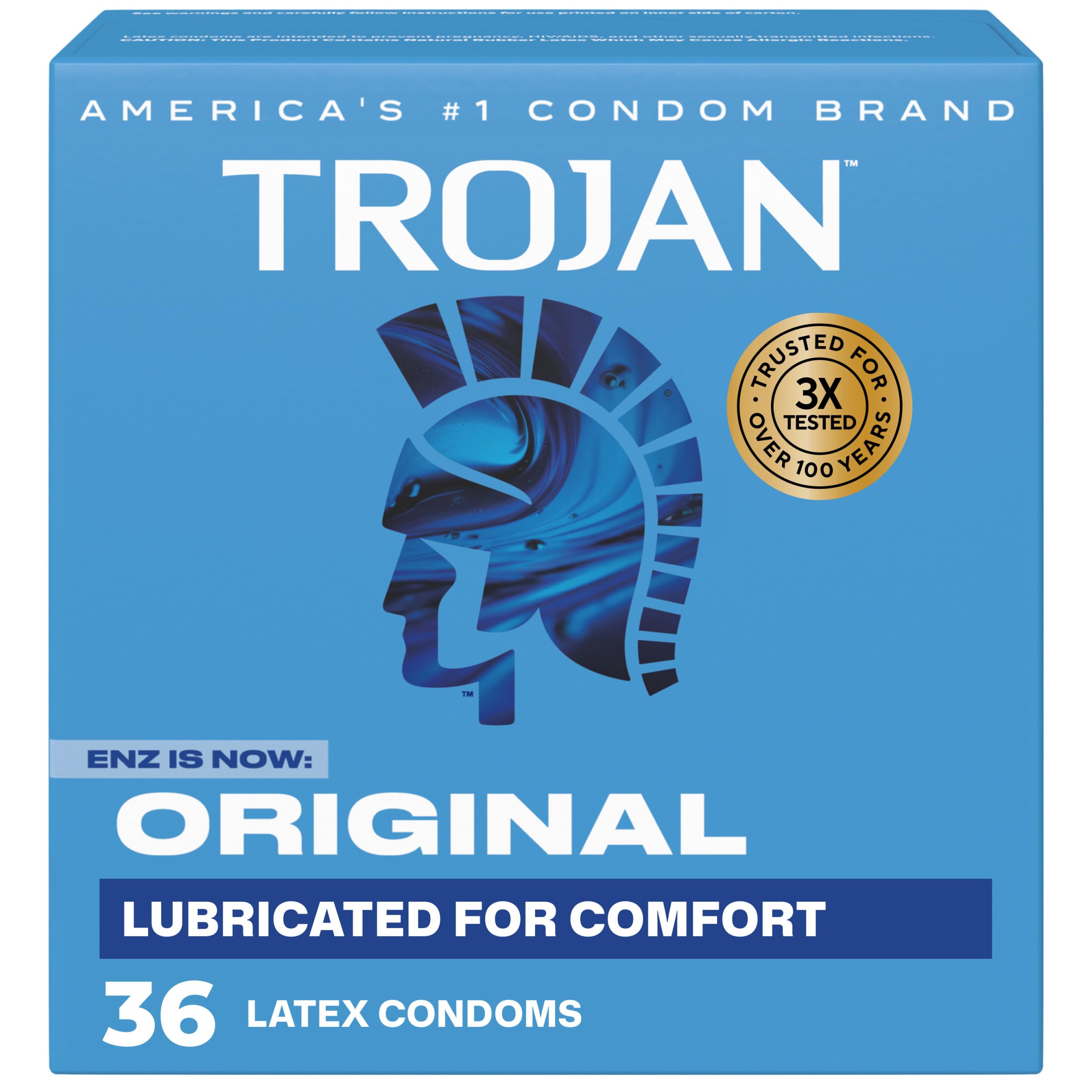 TROJAN ENZ Lubricated Condoms, Latex Condoms For Contraception and STI Protection, America’s Number One Condom, 36 Count Value Pack