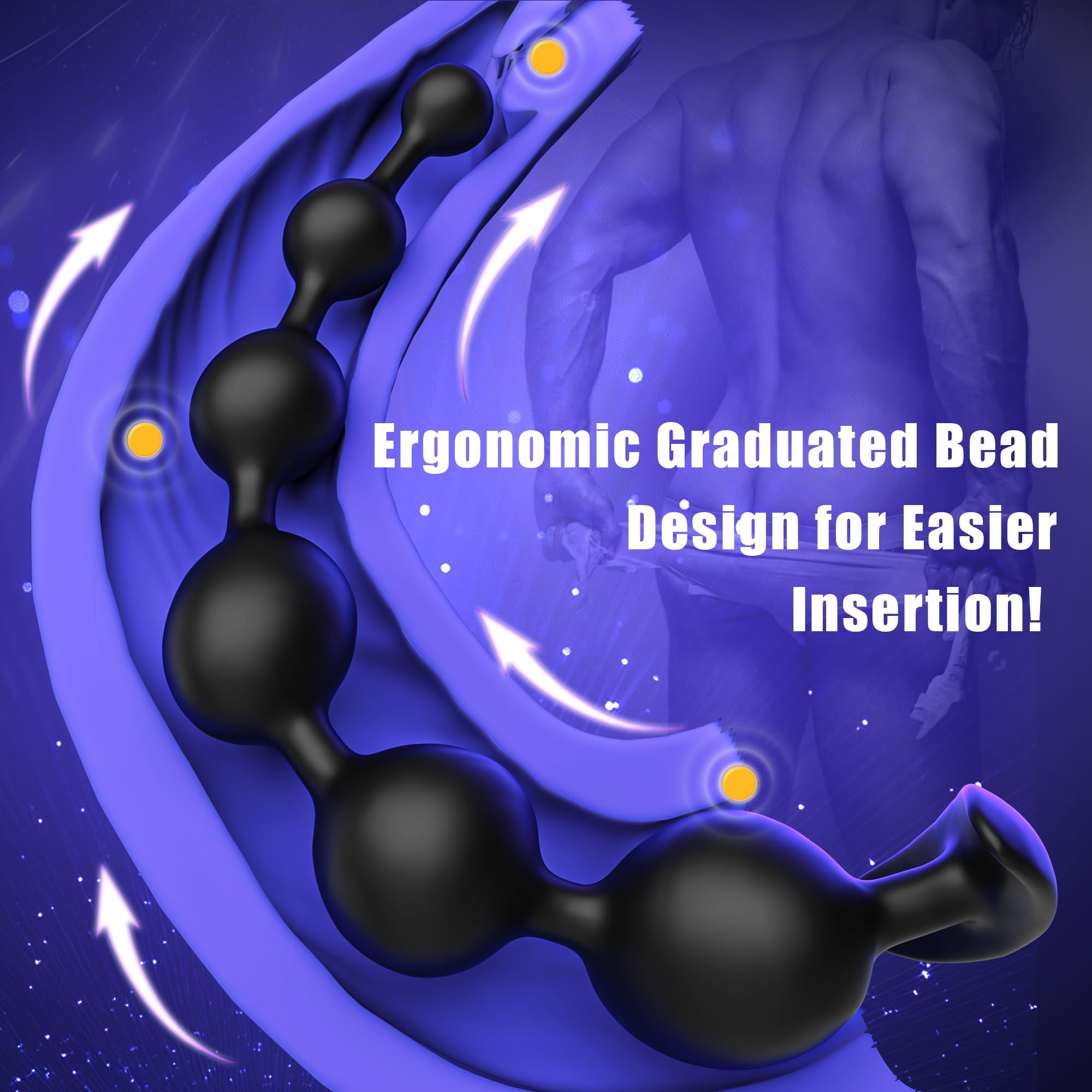 Large Anal Beads Anal Sex Toy - 6 Gradient Size for Depth Anal Training, 2" Max Diameter & 12.8" Long, Flexible Silicone Butt Plug & Prostate Massager Sex Toy for Men, Couples
