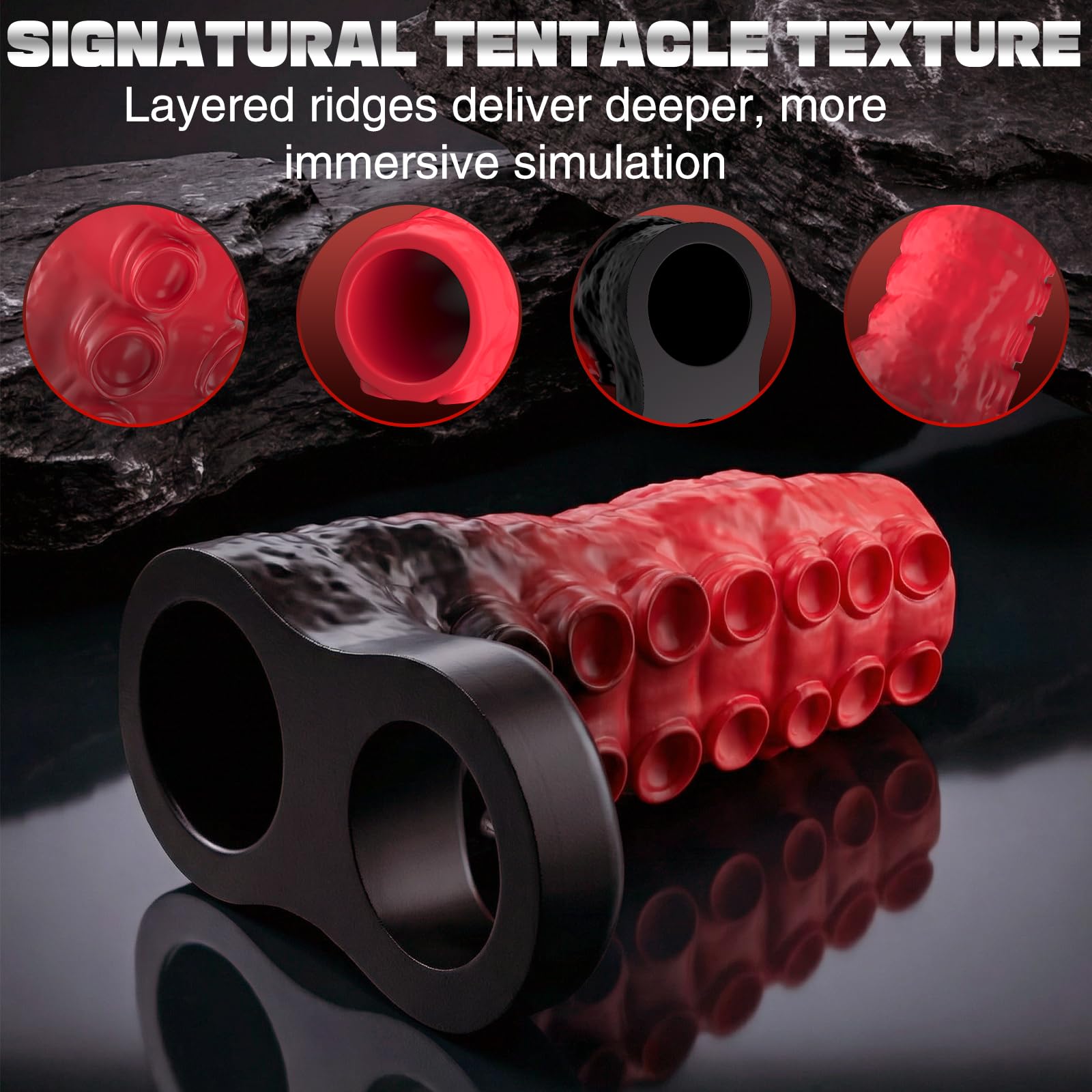 LUSTYAGE Monster Tentacle Penis Sleeve with Cock Ring, 4.7Inch Stretchy Silicone Cock Sleeve Extender, Enhance Girth & Endurance, Soft Silicone Penis Extension for Men & Couples