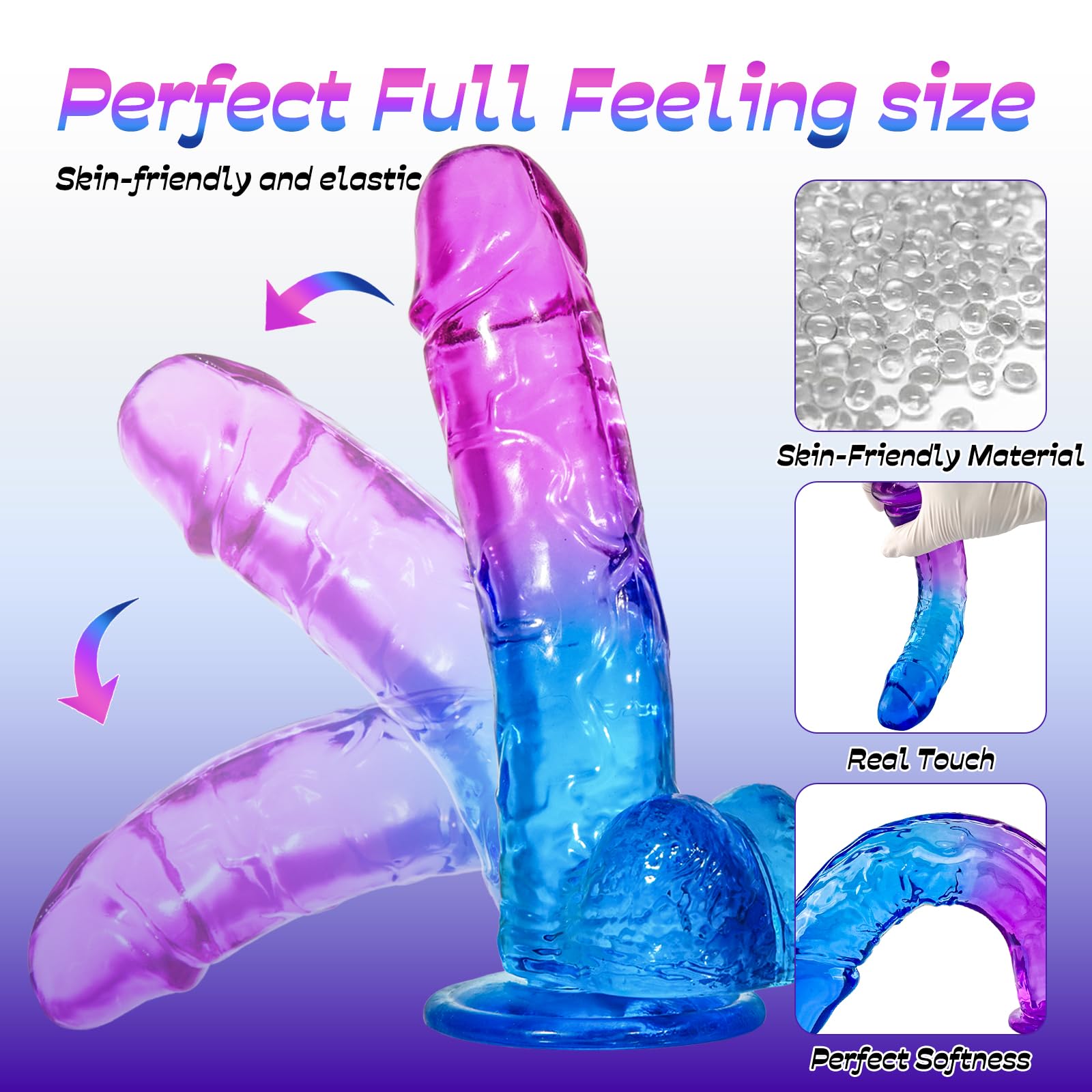 7.8” Realistic Dildo for Women & Couples, Dual Density Silicone G-Spot Toy with Strong Suction Cup, Soft Skin-Like Waterproof Design for Solo Play, Shower & Bedroom