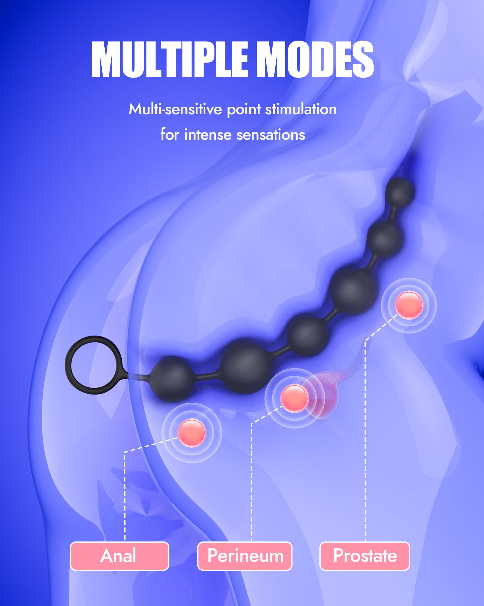 Anal Beads Butt Plug Sex Toys - Anal Plug with Insertable Silicone Safe Beads Prostate Massager Sex Toys with Different Balls Anal Toy Trainer Anal Plug for Men Women Couples Anus BDSM Play | 6 Balls