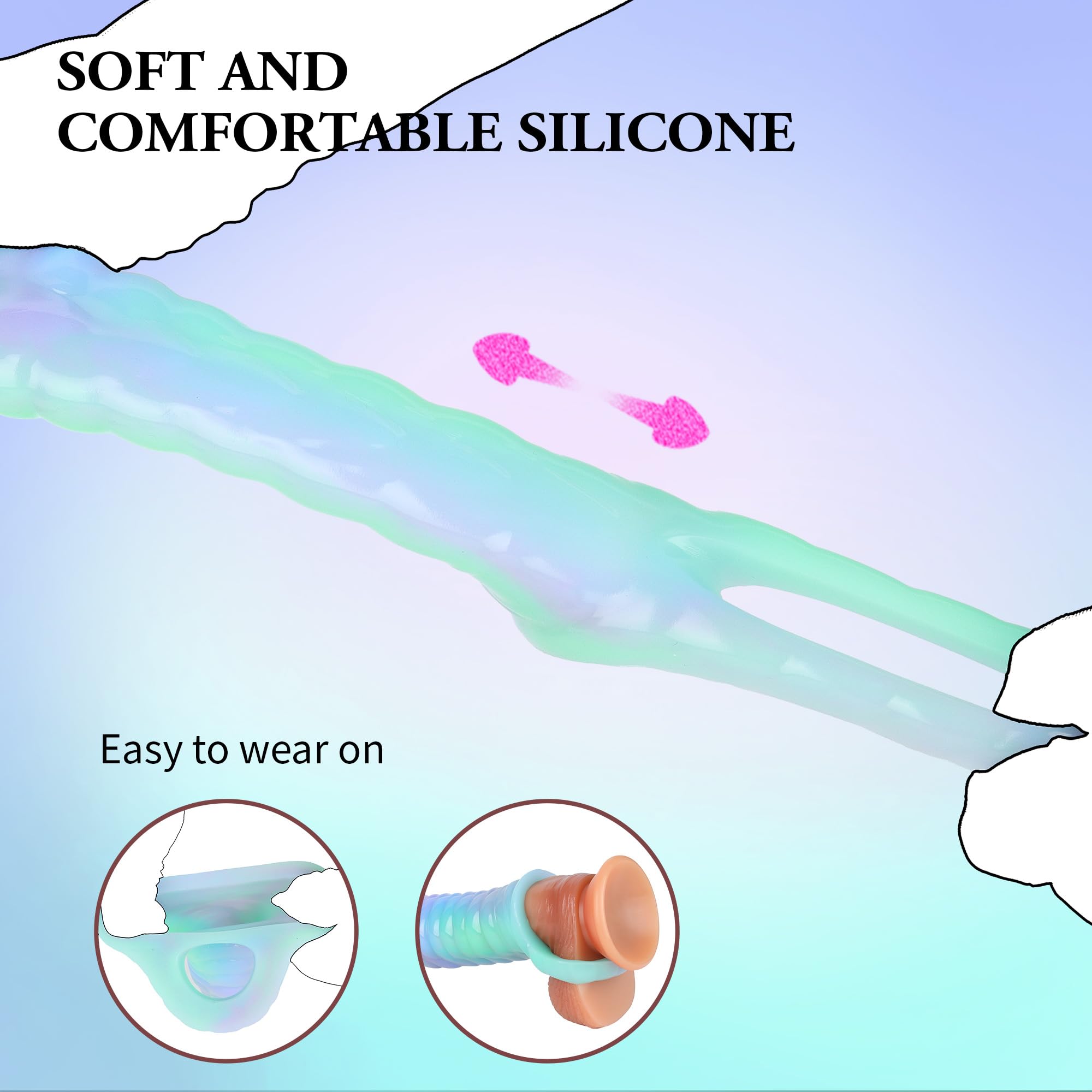 Dragon Penis Sleeve Enlargers Sex Toy for Men, Luminous Silicone Dildo Sleeve Male Penis Girth Extender with Cock Ring, Reusable Penis Enlargement Male Adult Sex Toys for Couples Play