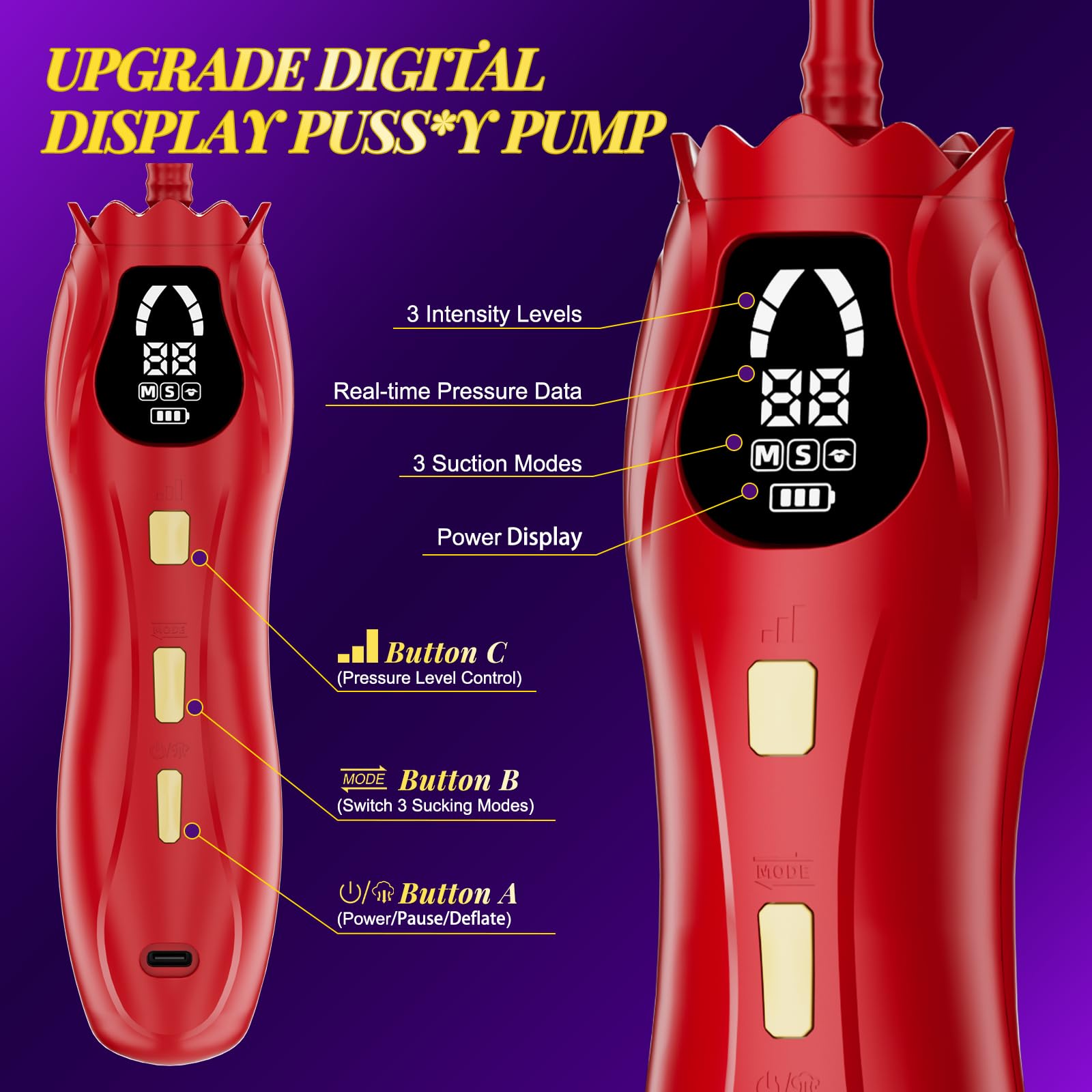 Pussy Pump Electric Rose Clitoral Pump - Vagina BDSM Nipple Sucking Toy for Women, 3 Suction Levels & 3 Modes Adult Sex Toys Pumps Enlargers, 2 Clit & 5 Nipple Suckers, Rose Toys Kit for Female Couple