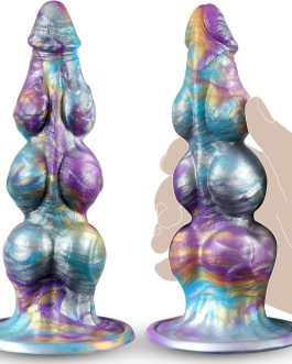 Fantasy Monster Knot Dildo Beginner with Suction Cup, 7.5in Soft Silicone Realistic Slim Small Anal Dildo with 3 Dog Knots, Dragon Horse Alien G-spot Dildos Penis Strap on Sex Toy for Men Women