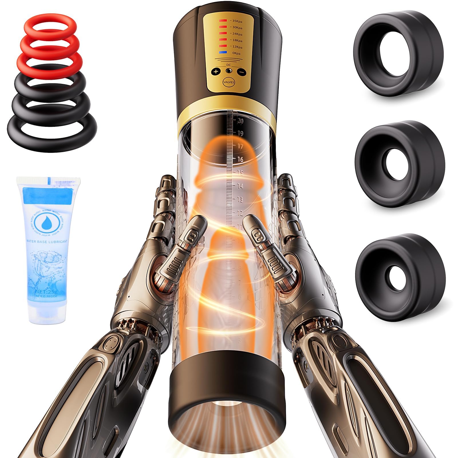 Male Penis Pump Sex Toys, Automatic Enlargers & Extend Pump for Men with 5 Training Modes, Adult Toys for Men Electric Penis Entender Erection Pumps, Sex Toys - Pumps & Enlargers (6 Cock Rings)