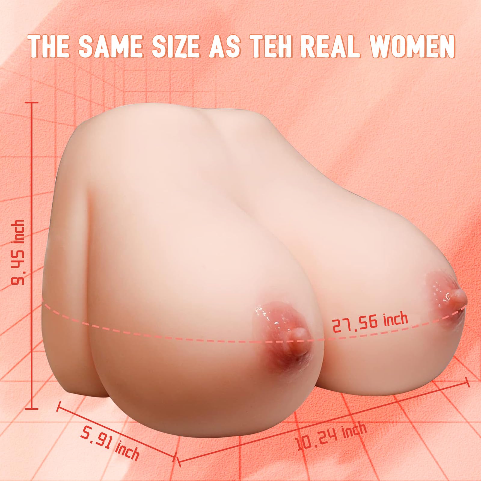 3 in 1 Big Boobs Sex Dolls for Men Masturbation, Big Tits Male Sex Doll Torso with Lifelike Textured 3D Vaginal & Anal Channel, Realistic Sex Doll with Nipple & Soft Breast Pocket Pussy