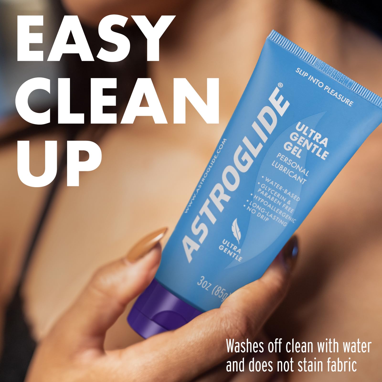 Astroglide Water-Based Lube (3oz), Ultra Gentle Gel Personal Lubricant, Hypoallergenic with No Parabens or Glycerin, Lube for Men, Women, and Couples