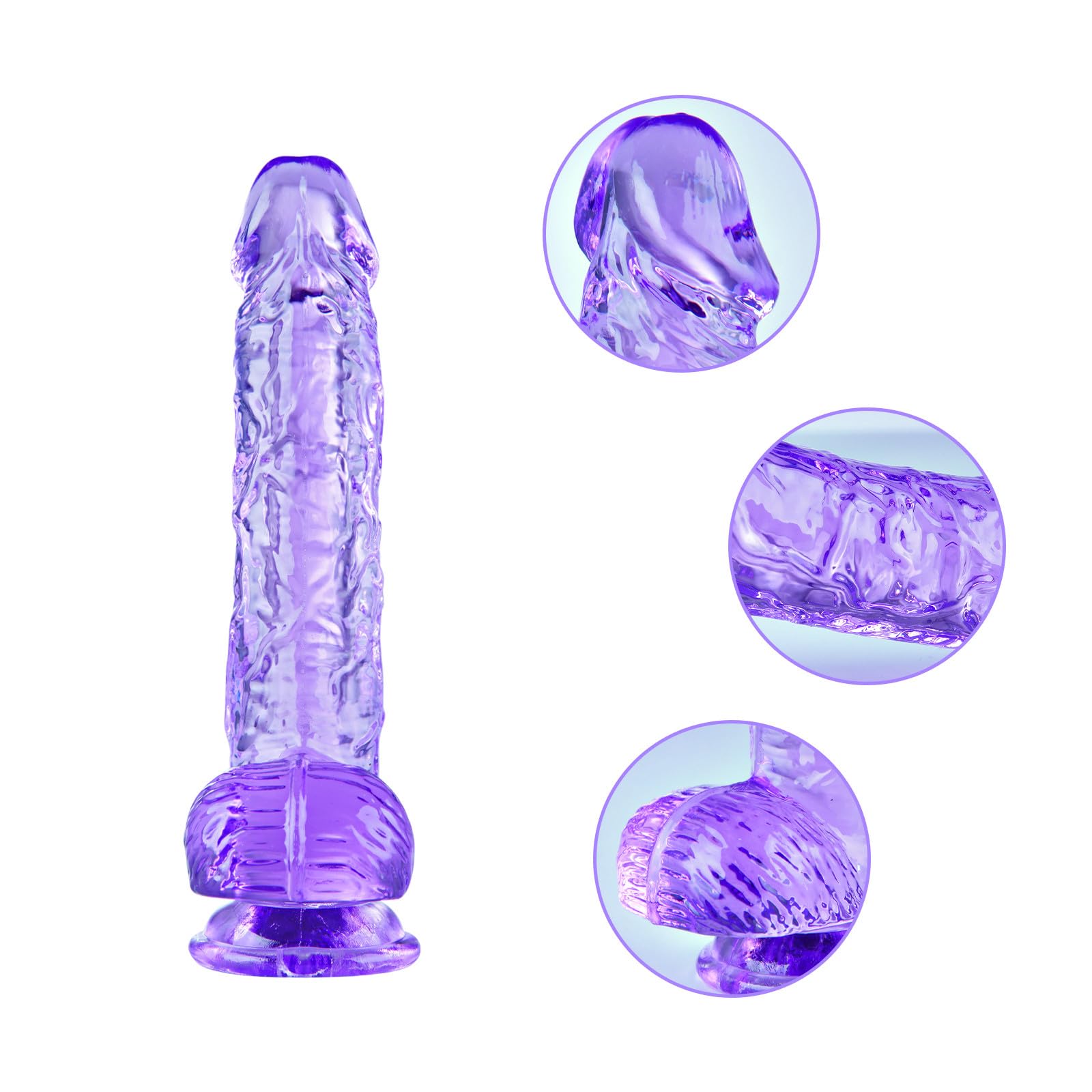 Small Realistic Purple 6.4-Inch Cute Dildo with Suction Cup, Thin Dildo with Egg, Adult Sexual Toy for Vaginal G-spot and Anal Pleasure, Suitable for Beginner Female/Male/Homosexual Users