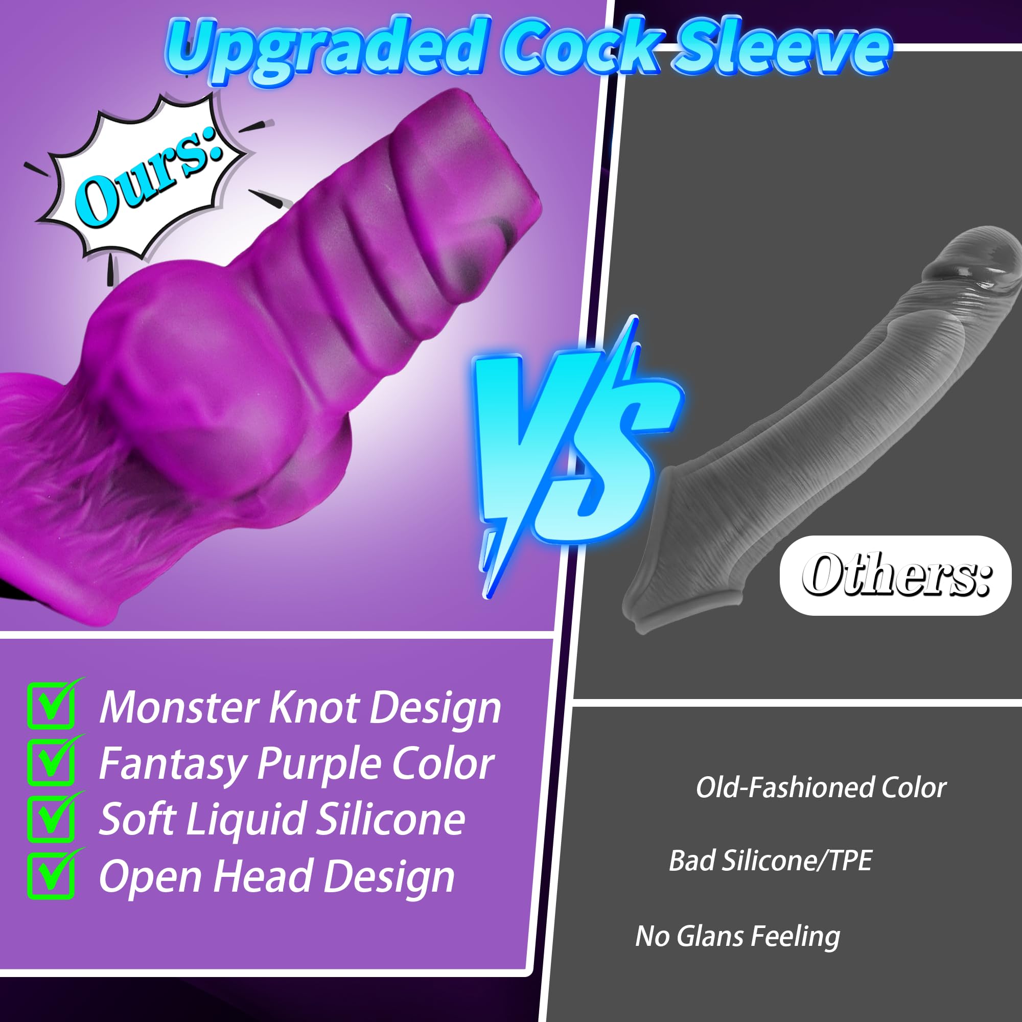 Cock Sleeve Penis Extender Sheath with Cock Ring, Fantasy Knot Penis Sleeve to Enlarge and Prolong, Soft Silicone Wearable Girth Dick Sheaths, Reusable Dragon Enlargers Sex Toys for Men Couples