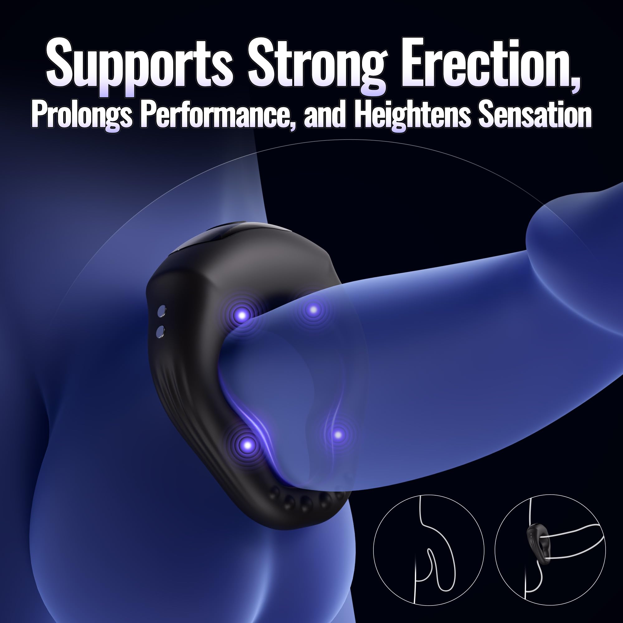 Vibrating Cock Ring Ergonomic Contour, 10 Vibrations Sex Toys for Men Silicone Penis Ring Secure Wrap-Around Design for Male Erection, APP Control Male Sex Toy for Adult Couples Pleasure Chastity Cage