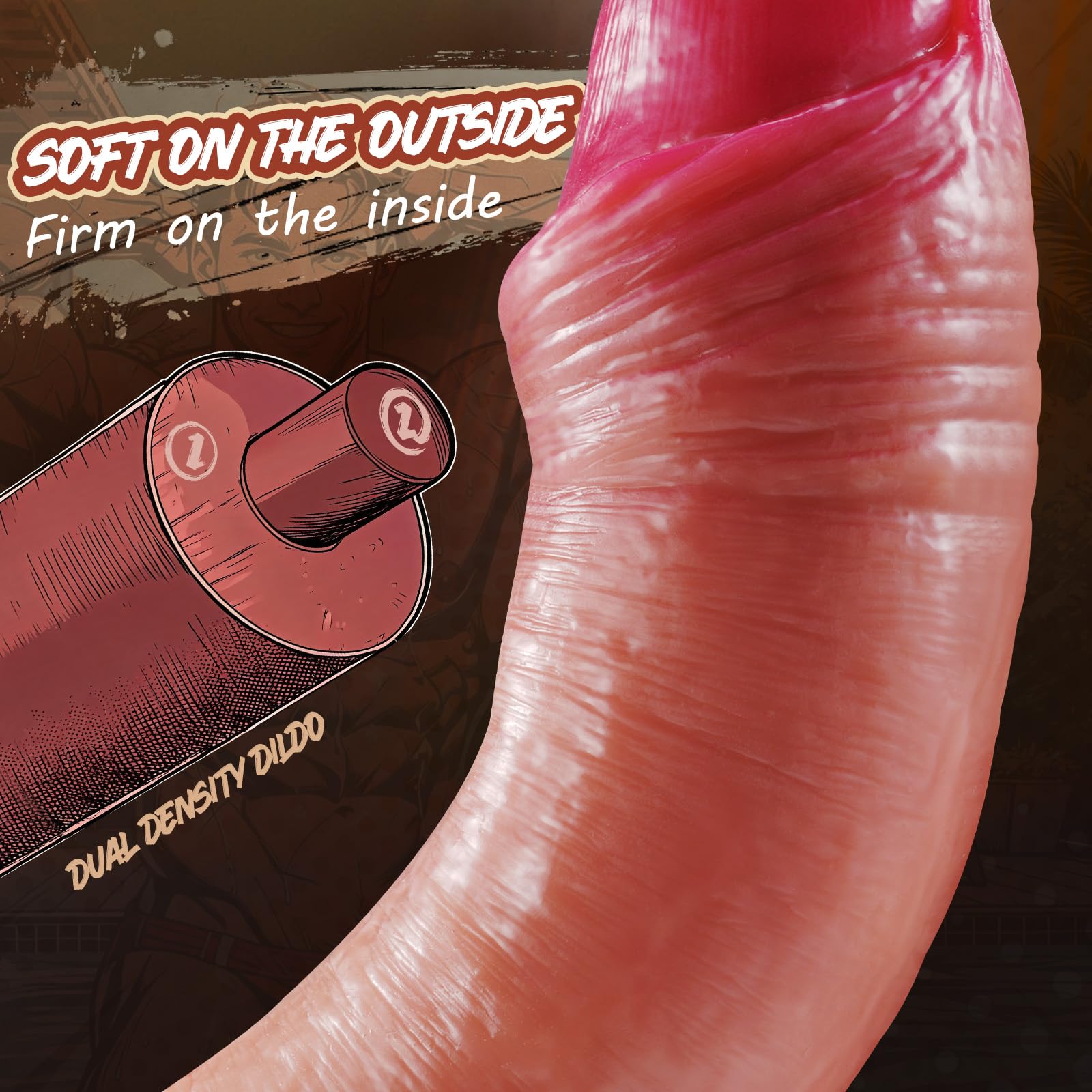 Dildo with Dual-Layer Silicone - 7.8 inch Dildos Womens Sex Toy with Strong Suction Cup, Thick Soft Liquid Silicone Lifelike Penis for G spot & Anal Play, Hands-Free Adult Sex Toy (Skin Color)