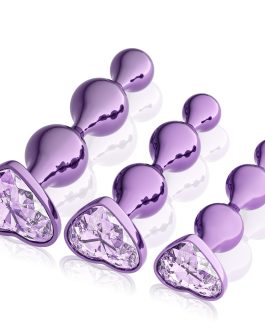 YOOMAI 3 Pcs Metal Anal Butt Plugs Adult Sex Toys,Alloy Butt Beads with Heart Shaped Base, Jewelry Design Anal Beads for Men Women and Couples,Male Prostate Massager Anal Training Set for Beginners
