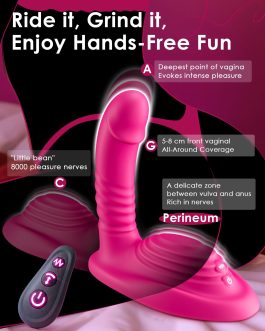 Riding Grinding Thrusting Dildo Vibrator – Remote Control Sex Grinders with 9 Thrusts & Vibrations for Clit Perineum G Spot Stimulation, Women Female Sex Toy Adult Toys & Games Sex Machine Dildos
