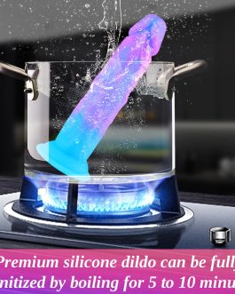 8 Inch Soft Silicone Colorful Blue Purple Dildo With Suction Cup, Fantasy Thick Monster Dog Anal Dildo Penis Dildos Strap on Sex Toy for Women,Realistic Cute Shower G-spot Dildos no Balls for Beginner