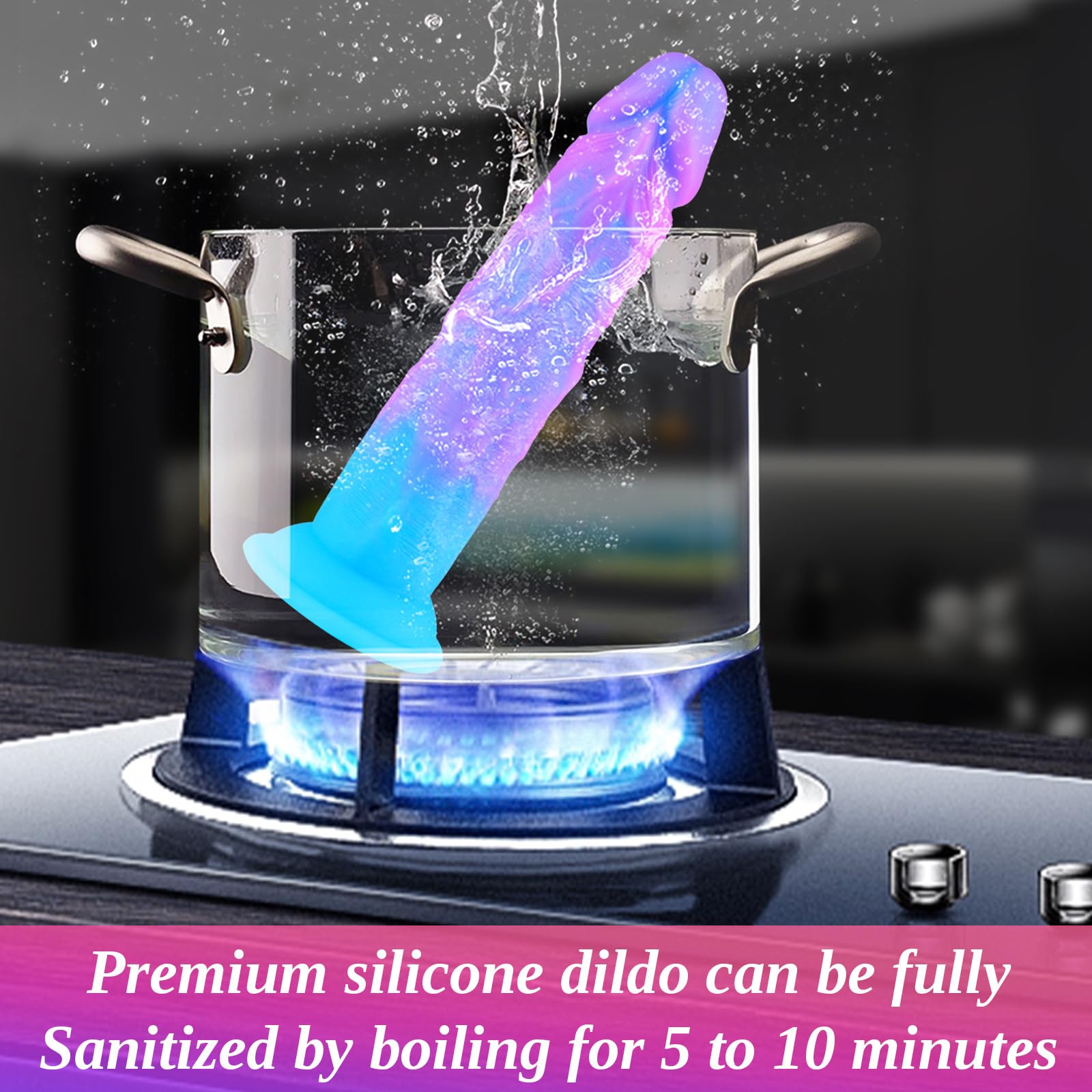 8 Inch Soft Silicone Colorful Blue Purple Dildo With Suction Cup, Fantasy Thick Monster Dog Anal Dildo Penis Dildos Strap on Sex Toy for Women,Realistic Cute Shower G-spot Dildos no Balls for Beginner