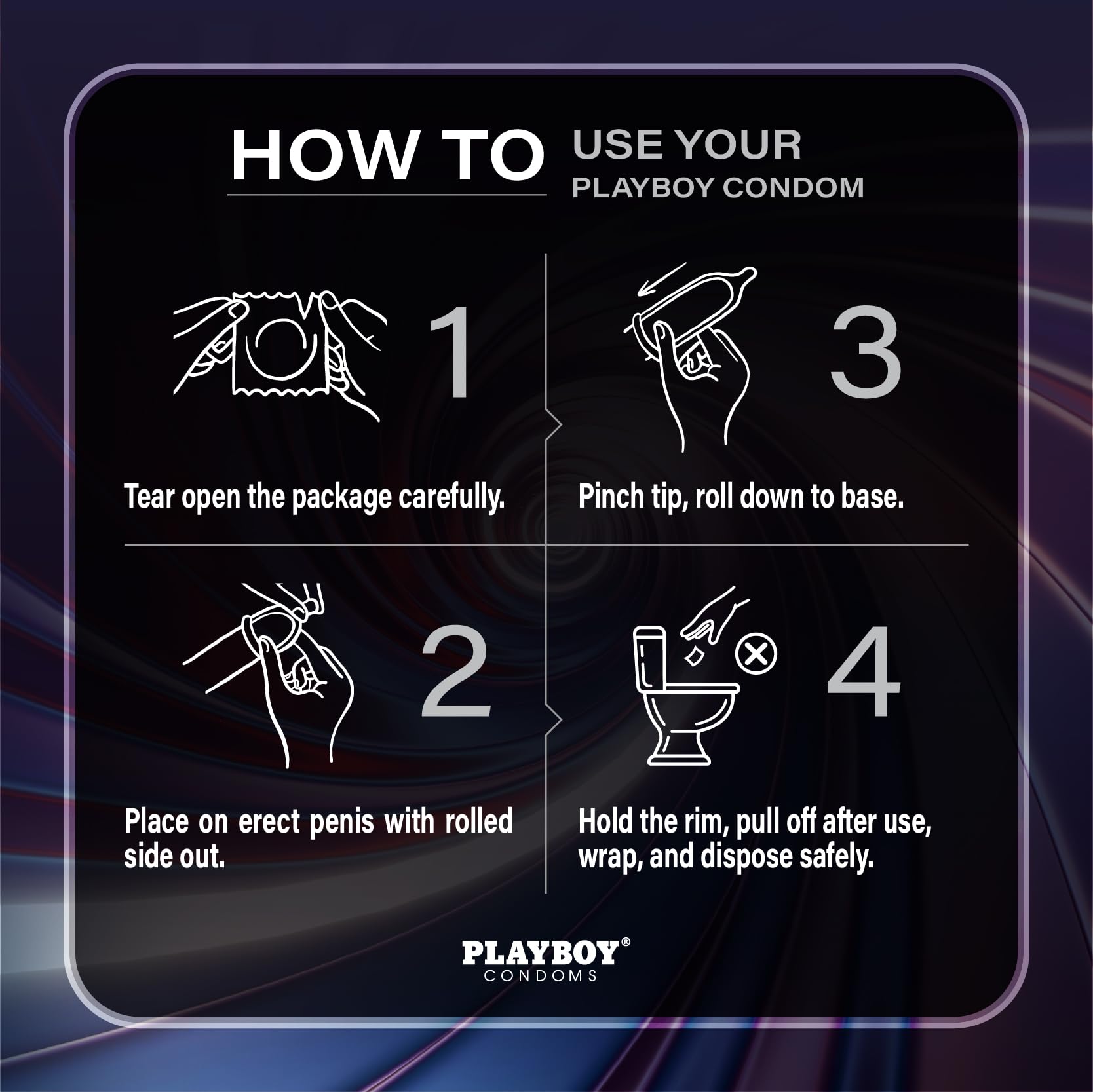 PLAYBOY Condoms Spin-ON, Double Spiral Premium Lubricated Condoms - 12 Count