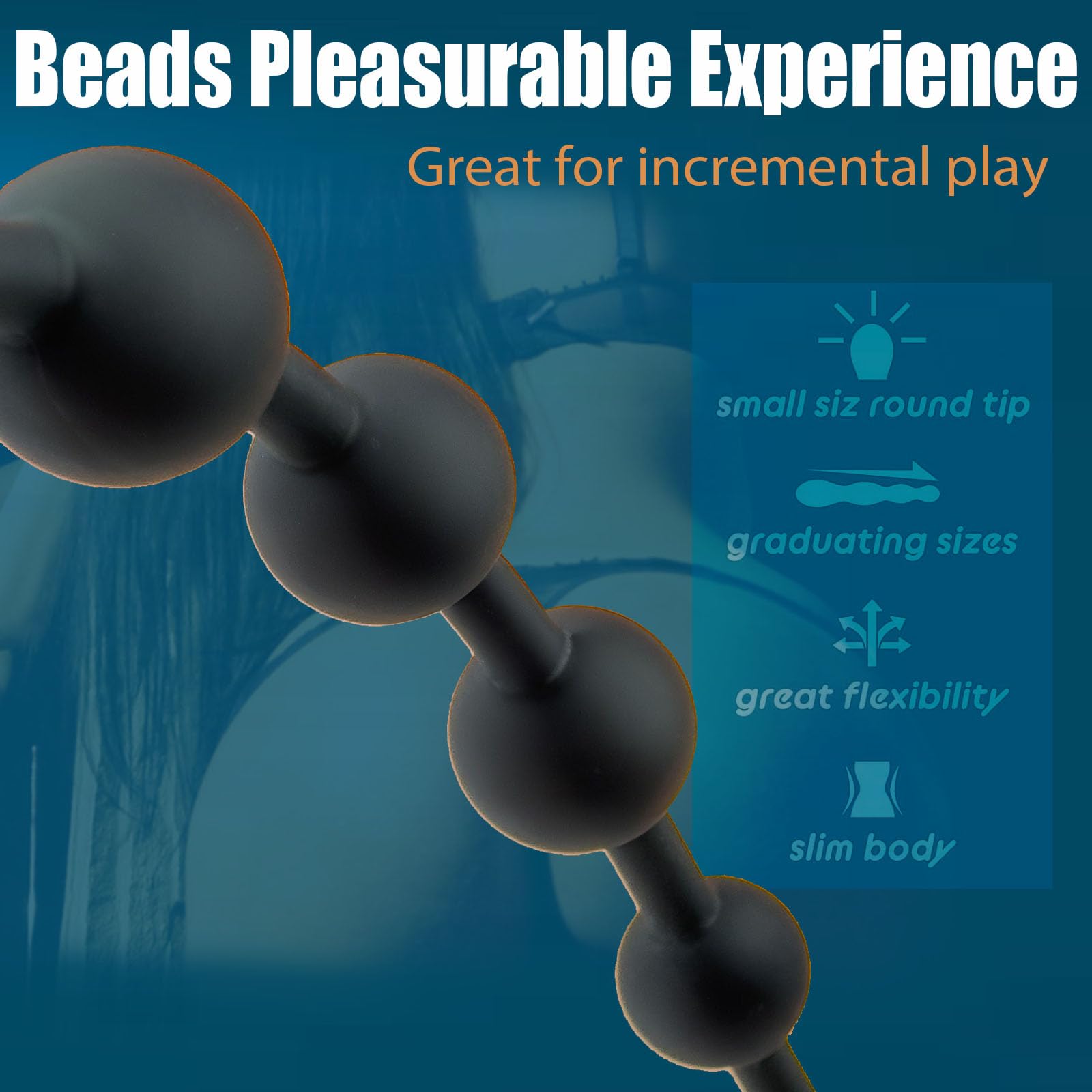 Silicone Anal Beads Butt Plug Sex Toys, 10 Graduated Pleasure Beads Anal Plug Prostate Massager with Finger Loop, Beginners Flexible Adult Anal Toys for Couples Smooth Sensual Anal Play for Men Women