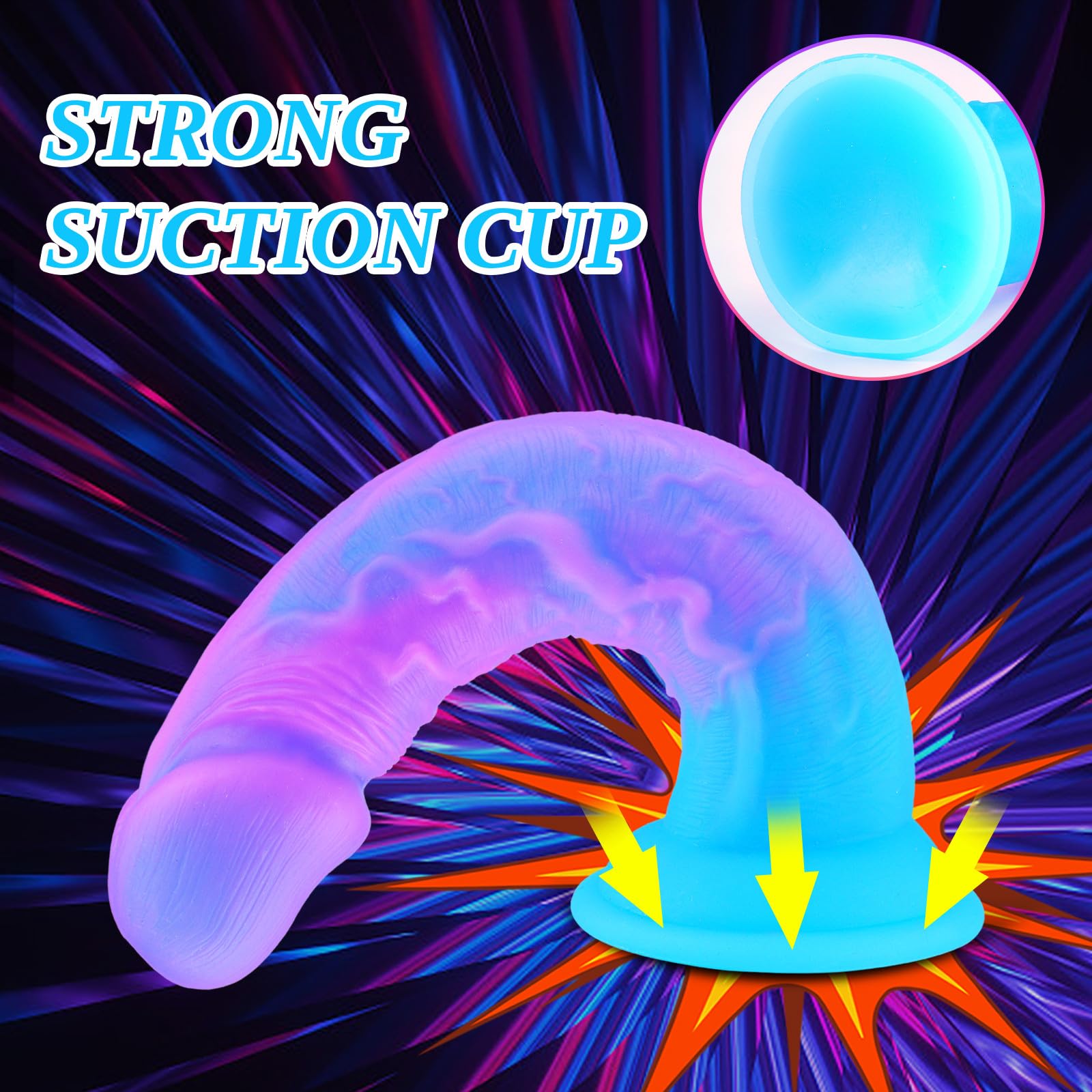 8 Inch Soft Silicone Colorful Blue Purple Dildo With Suction Cup, Fantasy Thick Monster Dog Anal Dildo Penis Dildos Strap on Sex Toy for Women,Realistic Cute Shower G-spot Dildos no Balls for Beginner