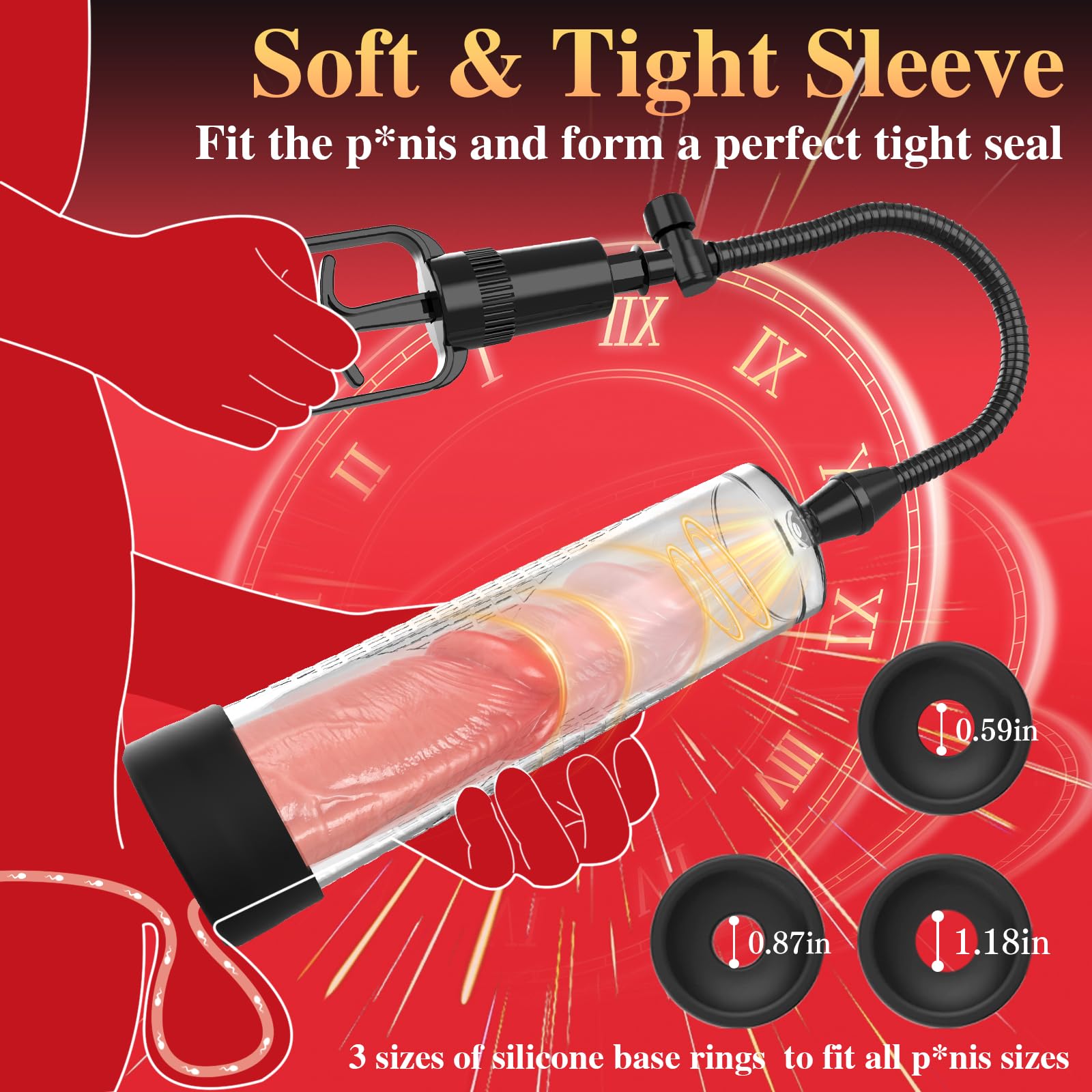 XIABALE Penis Vacuum Pump Pussy Pump Set,Manual Penis Enlarger Enlargement Extend Pump Air Pressure Device, Clitoral Pump Vagina Pumps Sexual Pleasure Suckers Tools for Couples