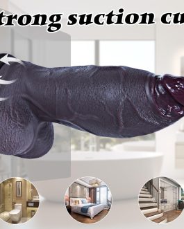 8.2″ Realistic Large Black Dildo, 2.8″ Thick Dual Density Silicone Dildo with Lifelike Texture,Suction Cup,Wide Big Adult Toy for G-Spot and Anal Prostate Stimulation,Suitable for Men and Women