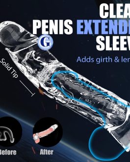Clear Penis Sleeve Pennis Extender Kit, 3 Sizes Cock Sleeve Cock Ring Penis Extender Penis Extension for G spot Stimulation, Realistic Penisen Extender Sleeve Penis Sheath Dick Extender Male Sex Toys