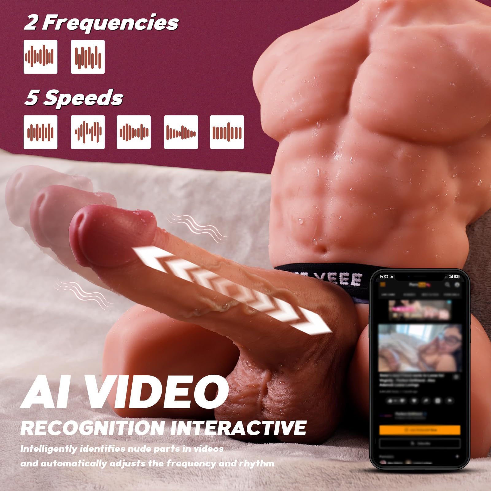 11LB Male Sex Doll with Video Recognition Multifunctional Vibrating Thrusting Dildo for Women,Torso Adult Sex Toy with 2 Pcs Detachable Huge Long Penis & Tight Anal Channel for Gay Couple